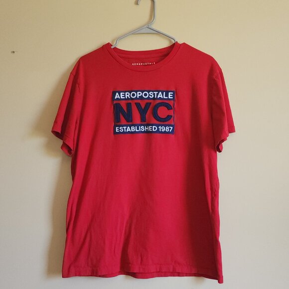 Aeropostale Red Men's Script New York Graphic T-Shirt Size Large - Picture 2 of 7